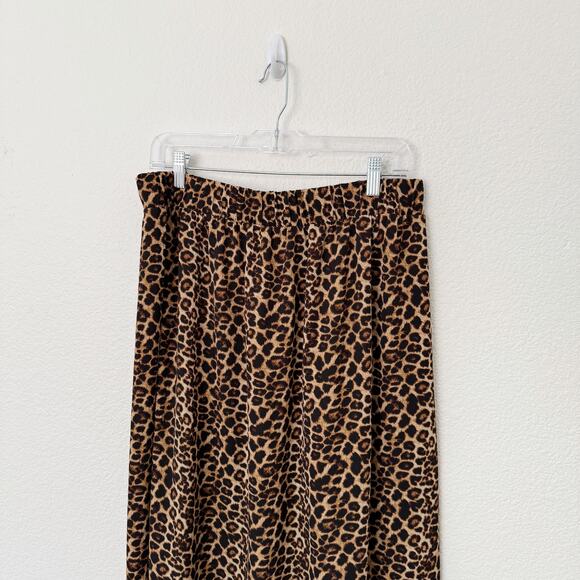 [Lucky & Blessed] Brown Leopard Print Double Side Slit Faux Wrap Maxi Skirt 2X - Picture 5 of 12
